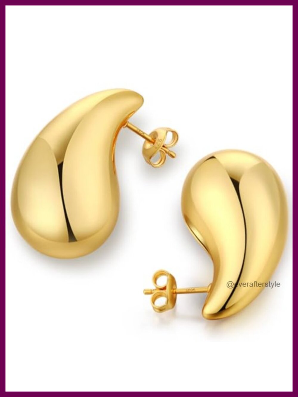18K Gold Plated Teardrop Earrings Waterdrop Hypoallergenic Dangle